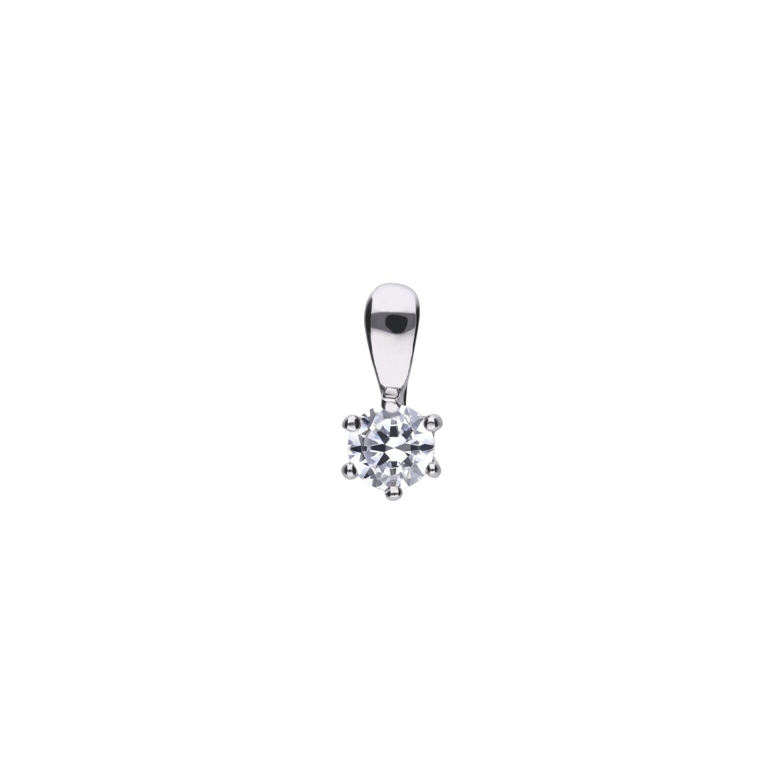 0.25ct Cubic Zirconia Solitaire Silver Pendant