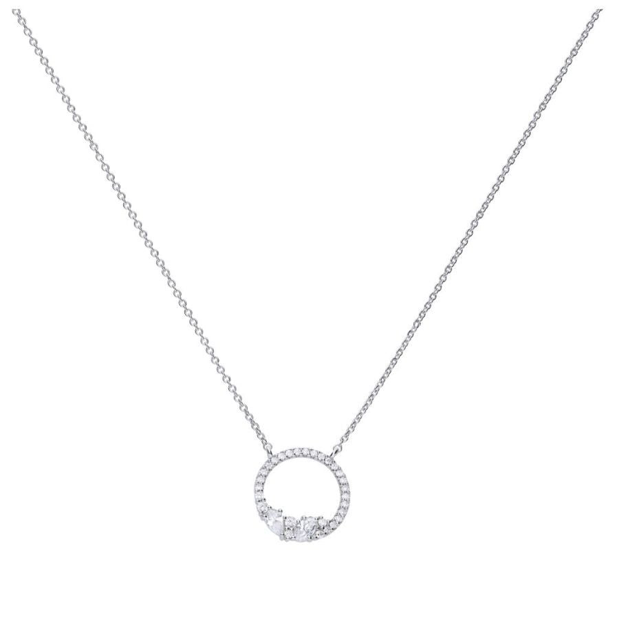 Silver Cubic Zirconia Loop Cluster Necklace
