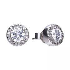 Pave Set Zirconia Halo Stud Earrings