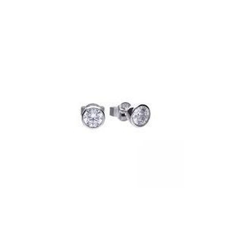 Silver CZ rub-over/bezel set stud earrings