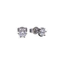 Silver CZ solitaire rub over/bezel set stud earrings