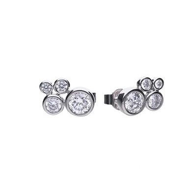 Round rubover cz cluster stud ear rings