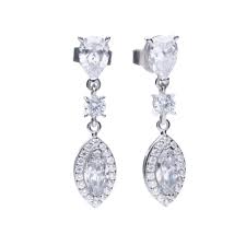 Silver Marquise CZ Drop Earrings