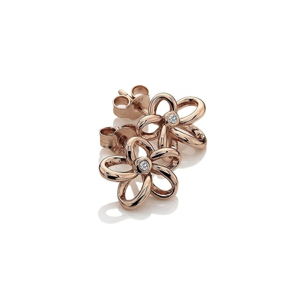 Rose Gold Plated Silver Paradise Open Petal Stud Earrings