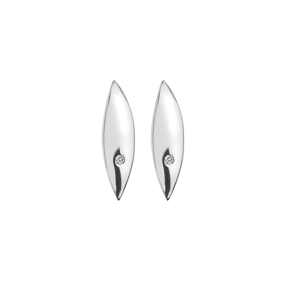 Silver Single Leaf Stud Earrings