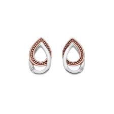 Silver & Rose Gold Plated Chandelier Vintage Oval Stud Earrings