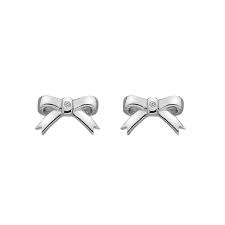 Silver Ribbon Stud Earrings