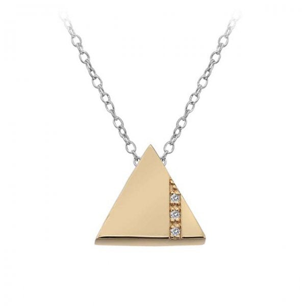 HD Silv+RGP Silhouette Triangle Pendant + Chain