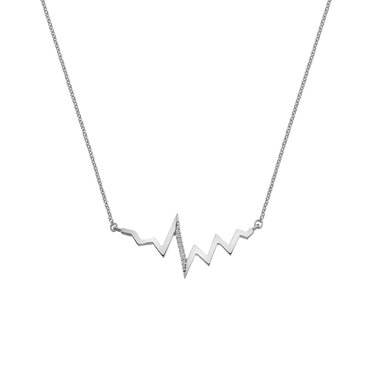 9ct White Gold Diamond Set Beat Necklace
