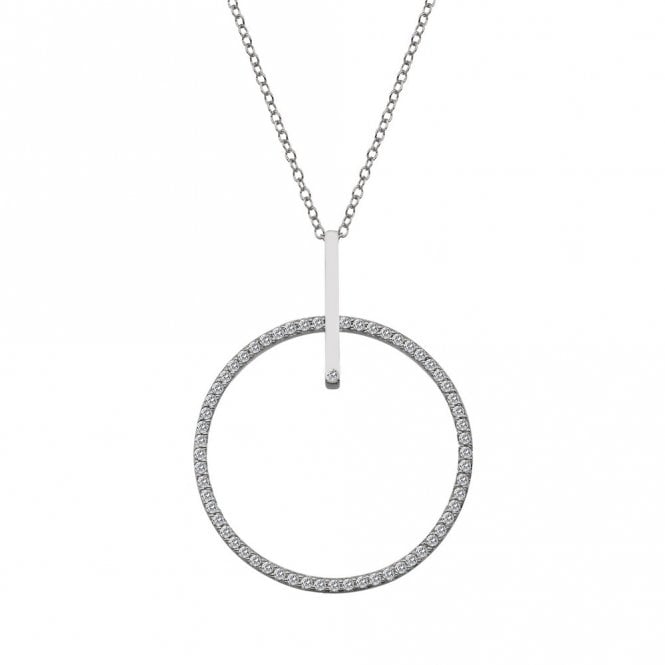 Silver Constant Circle 35mm White Topaz Pendant & Chain