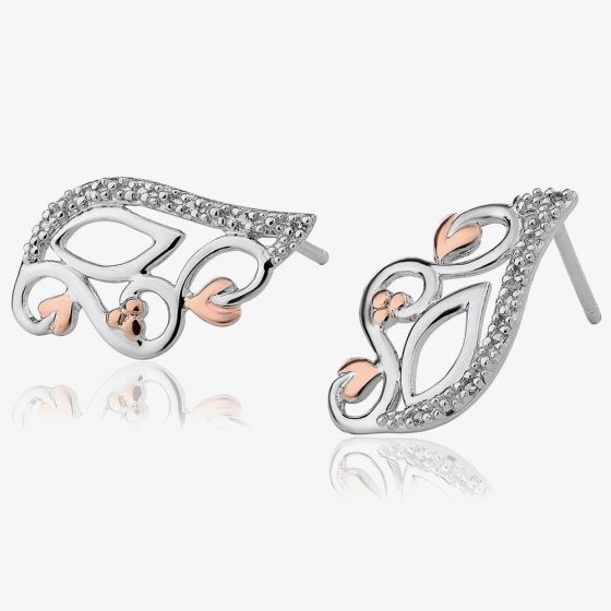 Silver & 9ct Rose Gold Masque White Topaz Stud Earrings