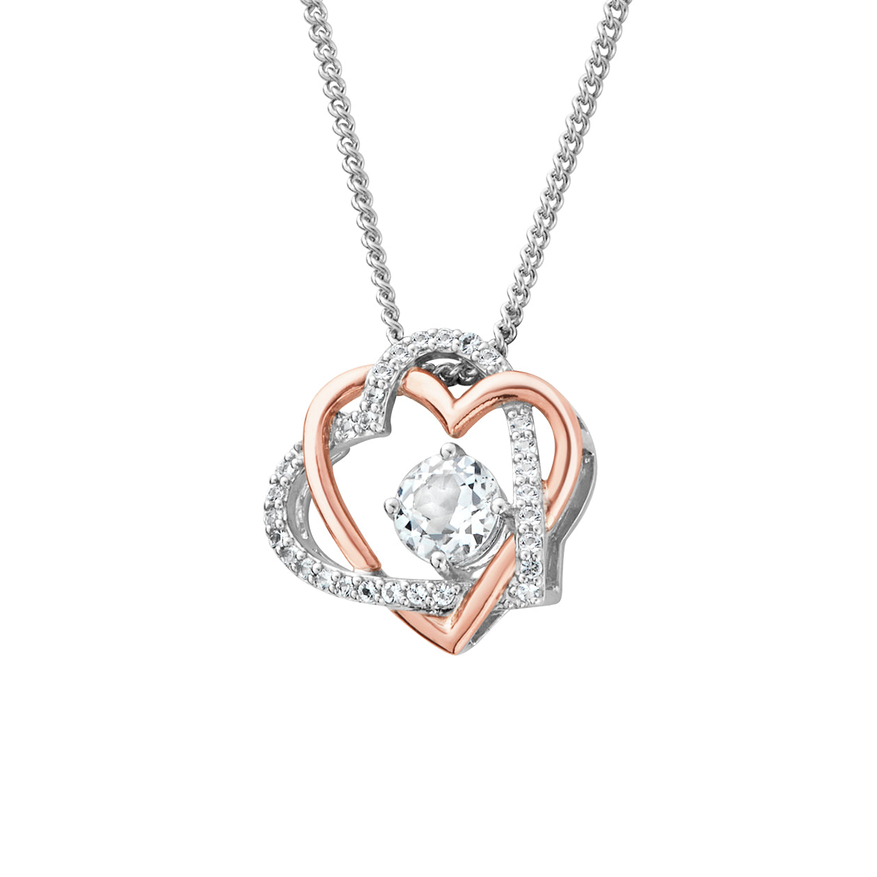 Forever Yours Sterling Silver Heart Pendant with Topaz