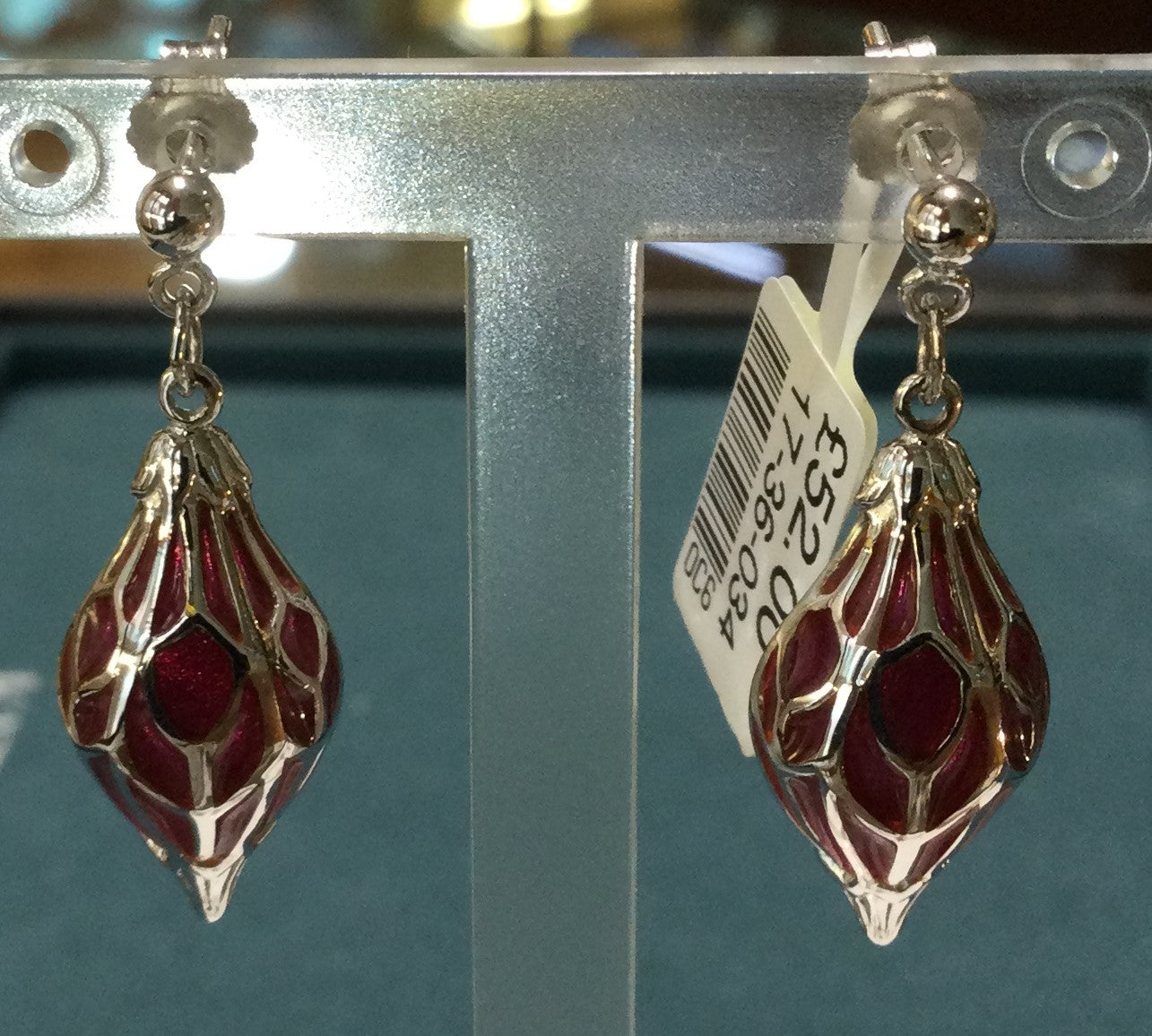 Silver Drops Ornament-Red