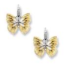 Silver & Enamel White Sapphire Set Yellow Butterfly Drop Earrings