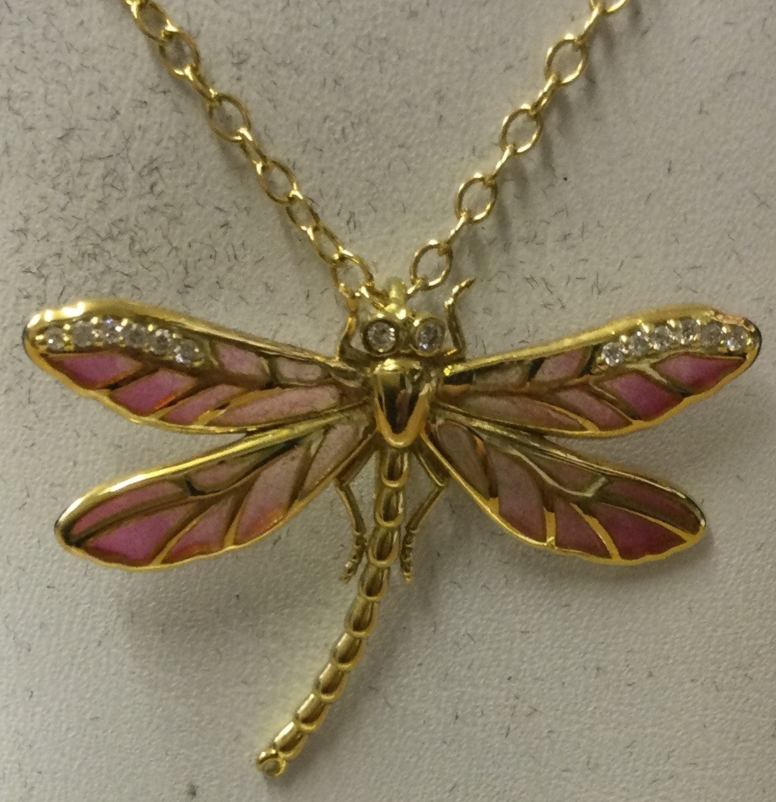 18ct rose gold 6-Diamond set dragonfly brooch