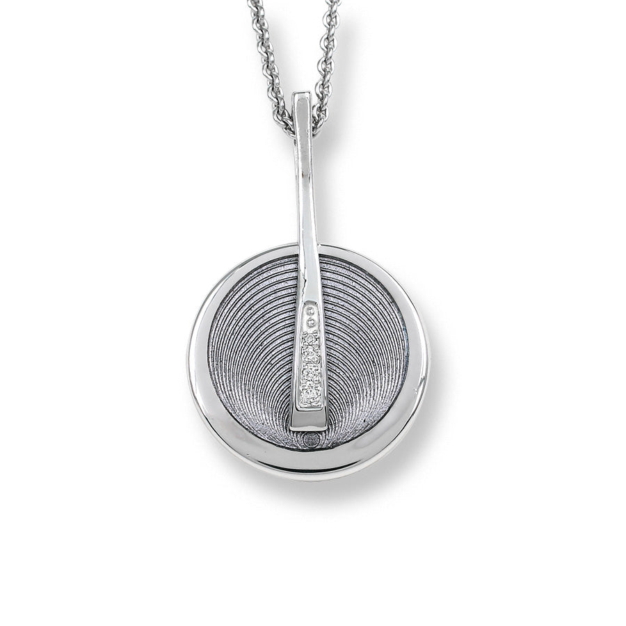 Silver & Enamel Diamond Set Gray Circles Pendant