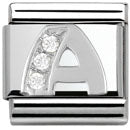 Composable Classic Alphabeth Stainless Steel Cub. Zirc And 925 Silver (A)