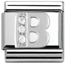 Composable Classic Alphabeth Stainless Steel Cub. Zirc And 925 Silver (B)