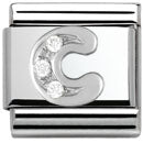 Composable Classic Alphabeth Stainless Steel Cub. Zirc And 925 Silver (C)