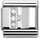 Composable Classic Alphabeth Stainless Steel Cub. Zirc And 925 Silver (H)