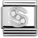 Composable Classic Alphabeth Stainless Steel Cub. Zirc And 925 Silver (S)
