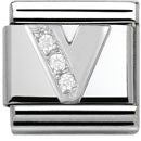 Composable Classic Alphabeth Stainless Steel Cub. Zirc And 925 Silver (V)