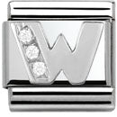 Composable Classic Alphabeth Stainless Steel Cub. Zirc And 925 Silver (W)