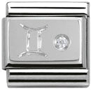 Composable Classic Zodiac Stainless Steel Cub. Zirc And 925 Silver (Gemini)