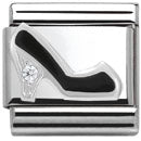Composable Cl Simbols Stainless Steel Enamel 1 Cub. Zirc And 925 Silver (Black Shoe)