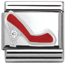 Composable Cl Simbols Stainless Steel Enamel 1 Cub. Zirc And 925 Silver (Red Shoe)