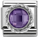 Comp. Cl Cz Round Faceted Stones Stainless Steel And Twisted 925 Silver Detail (Purple)