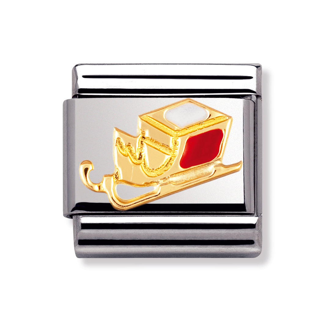 Composable Classic Stainless Steel With Enamel And 18k Gold Christmas - Sledge
