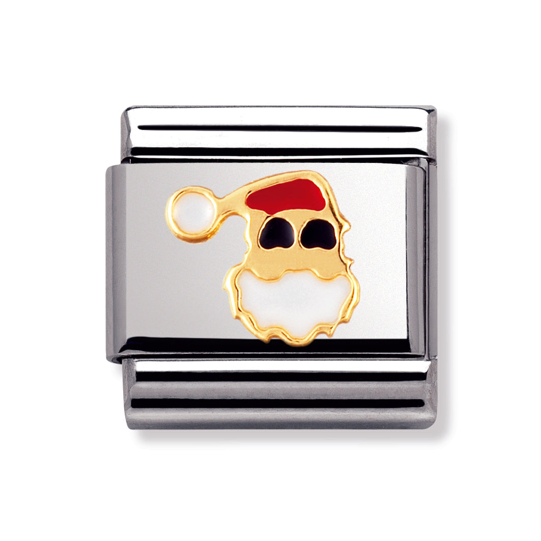 Composable Classic Stainless Steel With Enamel And 18k Gold Christmas -  Santa Claus Face