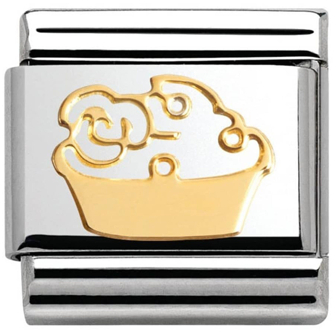 Composable Classic Stainless Steel With 18k Gold Madame & Monsieur - Muffin with flower