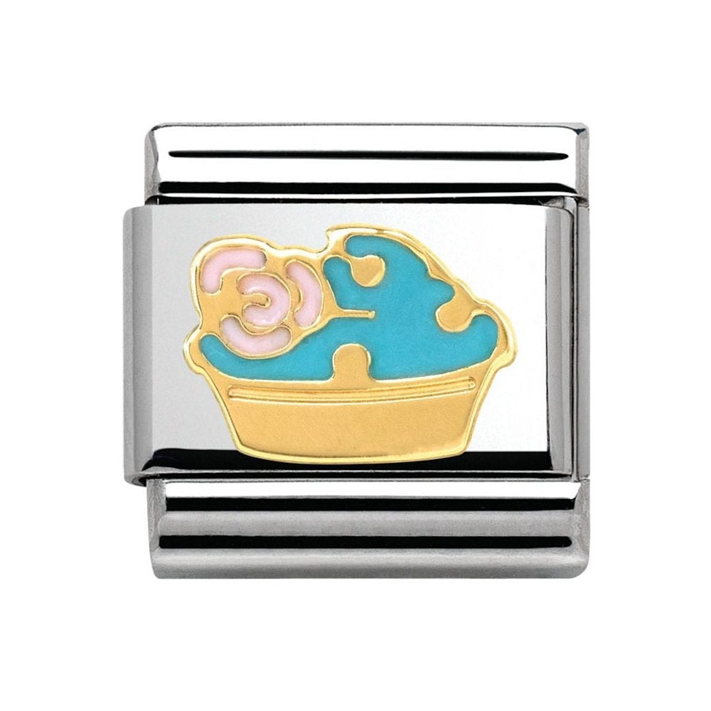 Composable Classic Stainless Steel With Enamel And 18k Gold Madame & Monsieur - muffin with flower