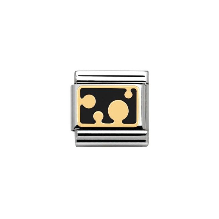 Composable Classic Stainless Steel With Enamel And 18k Gold Pois - black dots