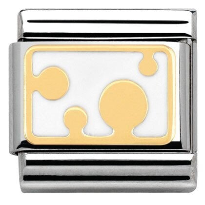 Composable Classic Stainless Steel With Enamel And 18k Gold Pois - white dots