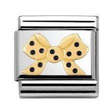 Composable Classic Stainless Steel With Enamel And 18k Gold Pois - black ribbon