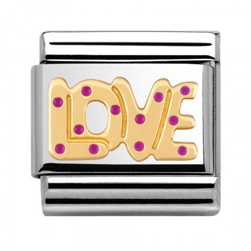 Composable Classic Stainless Steel With Enamel And 18k Gold Pois -  love