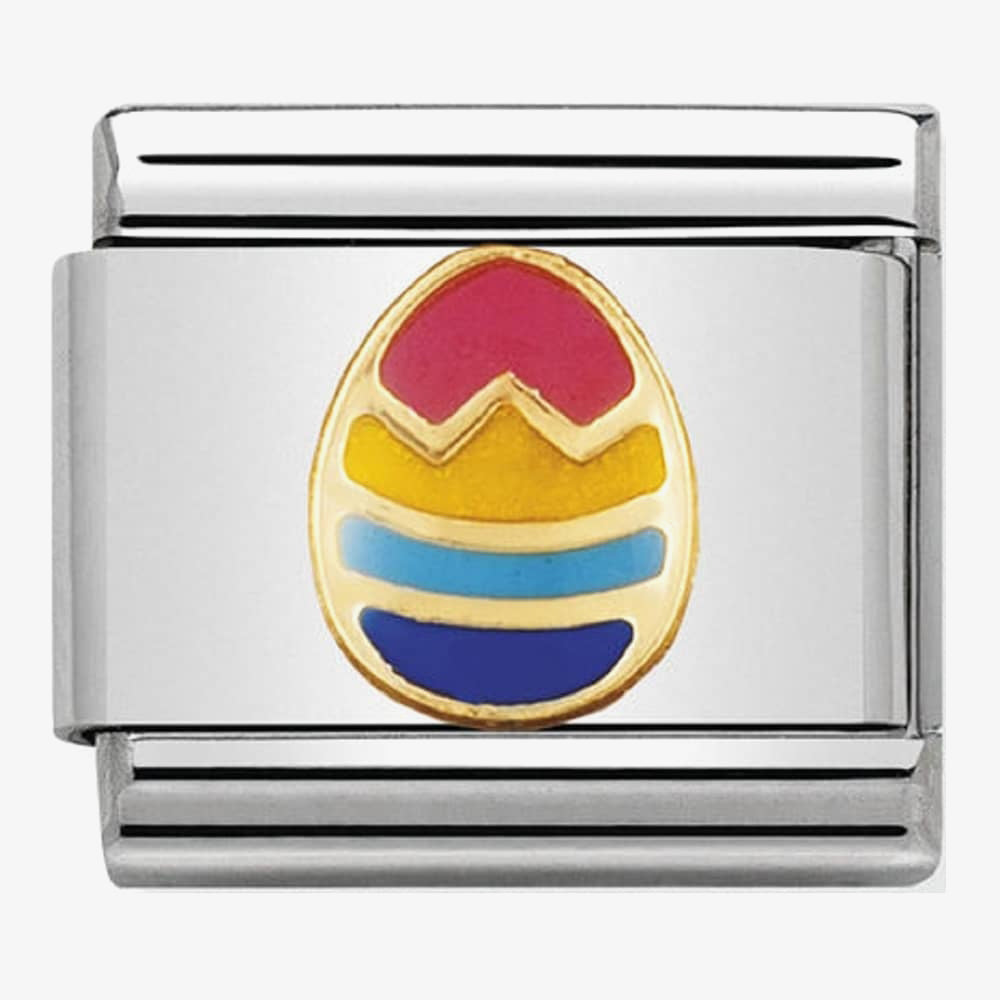 Composable Classic Stainless Steel With Enamel And 18k Gold Special Occasions -Easter Egg