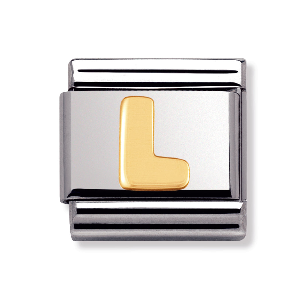 Composable Classic Letters In Stainless Steel With 18k Gold (L)