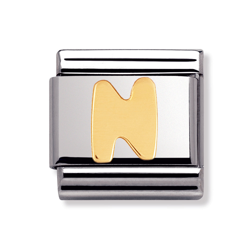 Composable Classic Letters In Stainless Steel With 18k Gold (N)