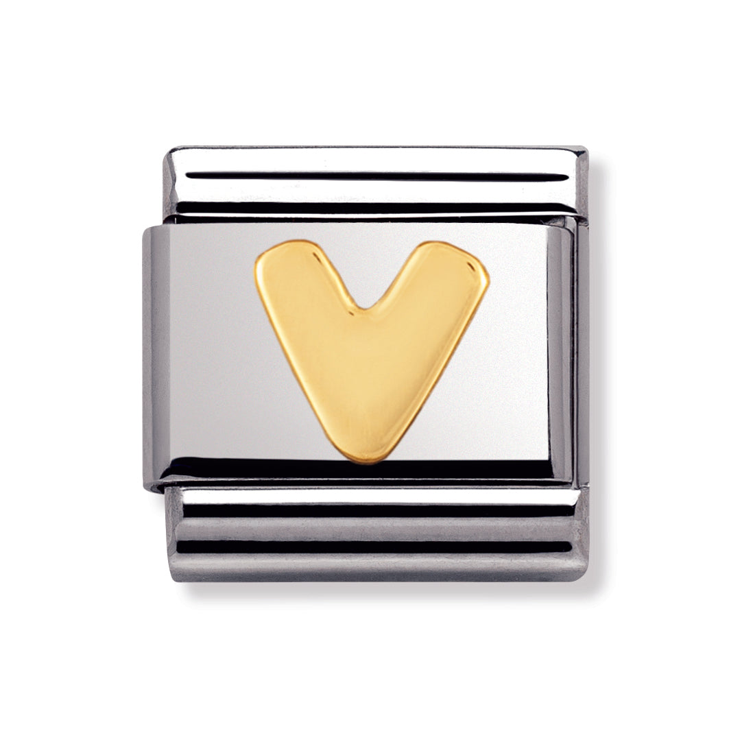 Composable Classic Letters In Stainless Steel With 18k Gold (V)