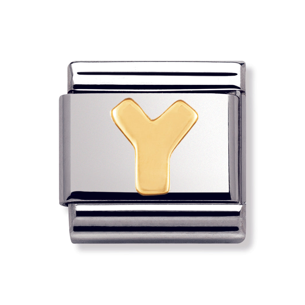 Composable Classic Letters In Stainless Steel With 18k Gold (Y)