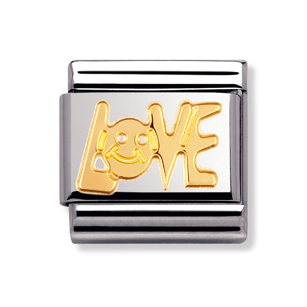 Composable Classic Writings In Stainless Steel With 18k Gold (Love)