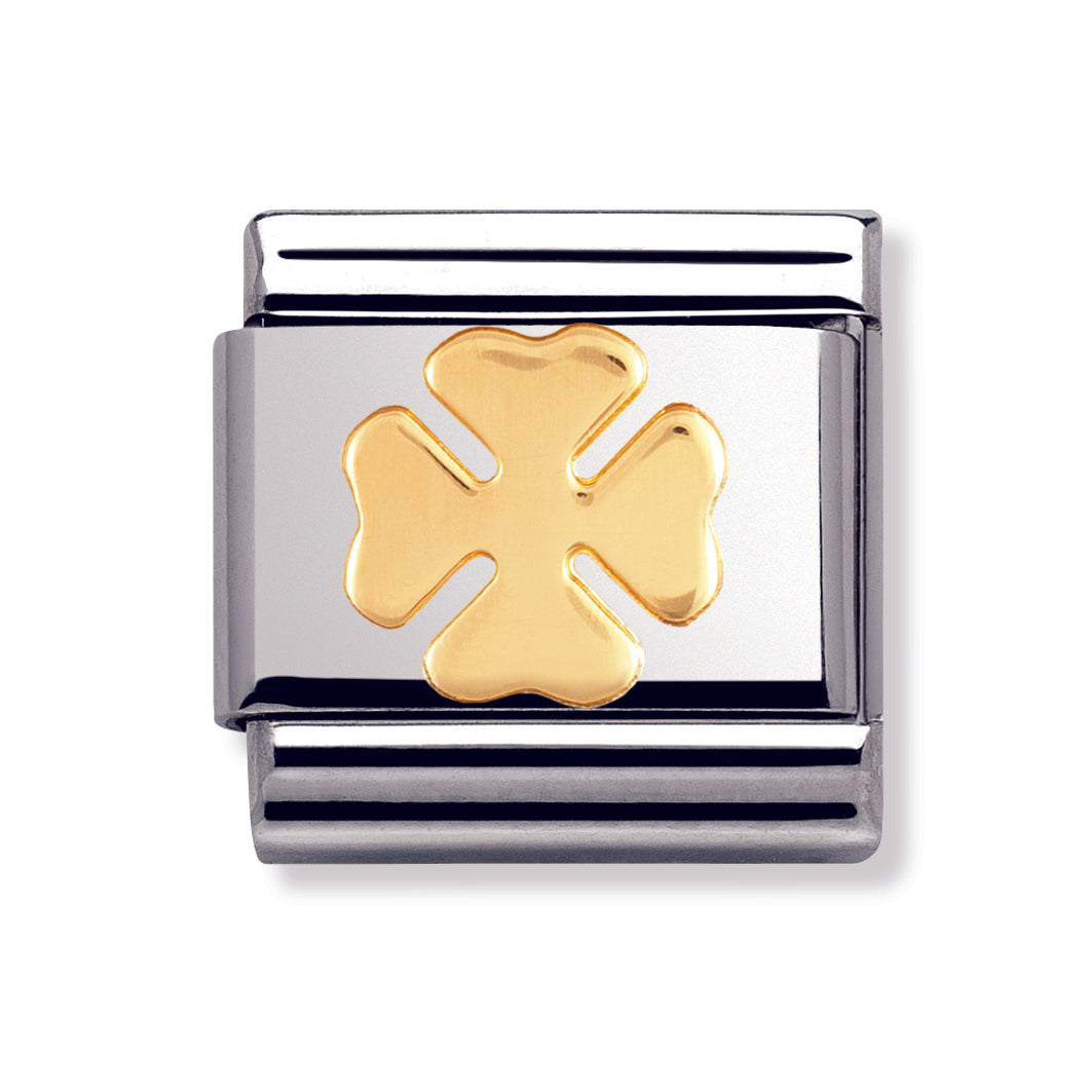 Composable Classic Good Luck In Stainless Steel With 18k Gold (Four-Leaf Clover)