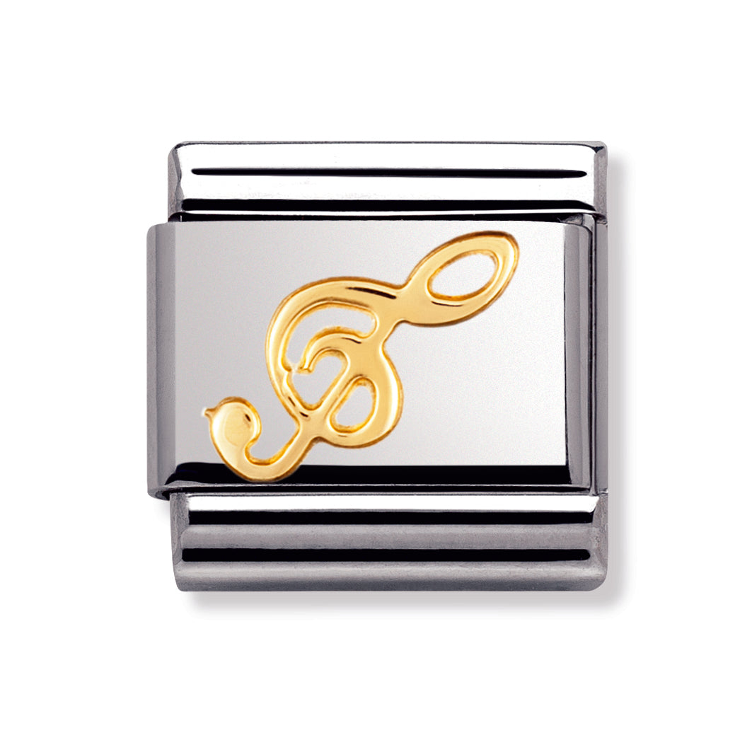 Composable Classic Music In Stainless Steel With 18k Gold (Treble Clef)