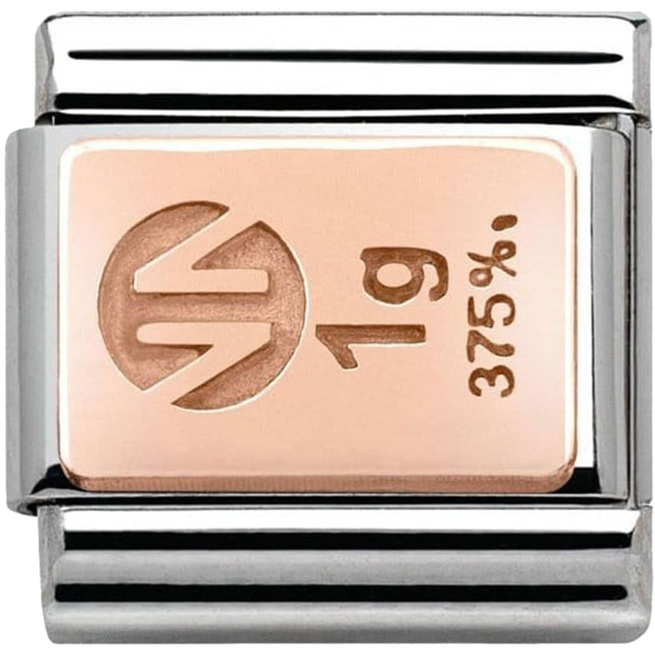 Composable Classic & stainless steel Symbols 9ct Rose and enamel +Gold Bar