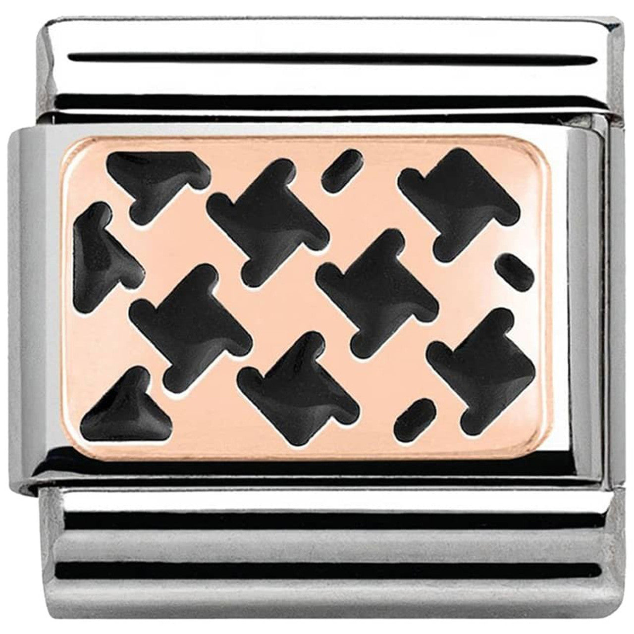 Composable Classic & stainless steel Symbols 9ct Rose and enamel +Black  Enamel