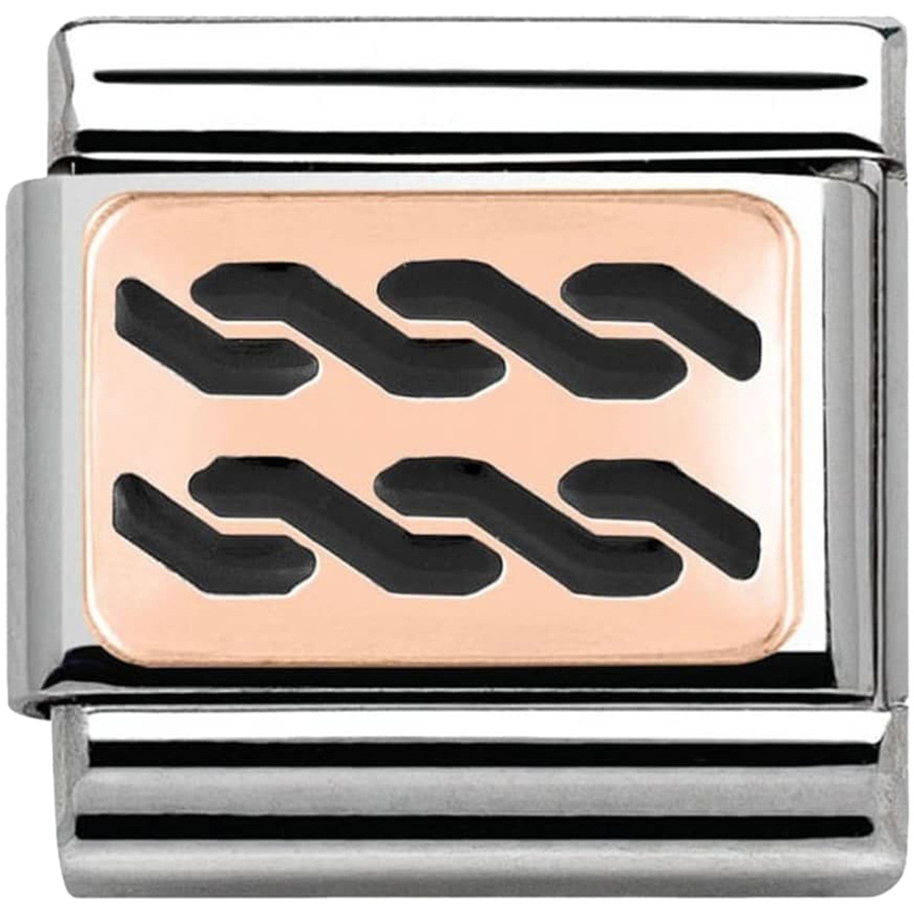 Composable Classic & stainless steel Symbols 9ct Rose and enamel + Black  Enamel Plaits